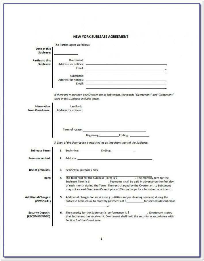 Assignment Of Lease Form New York