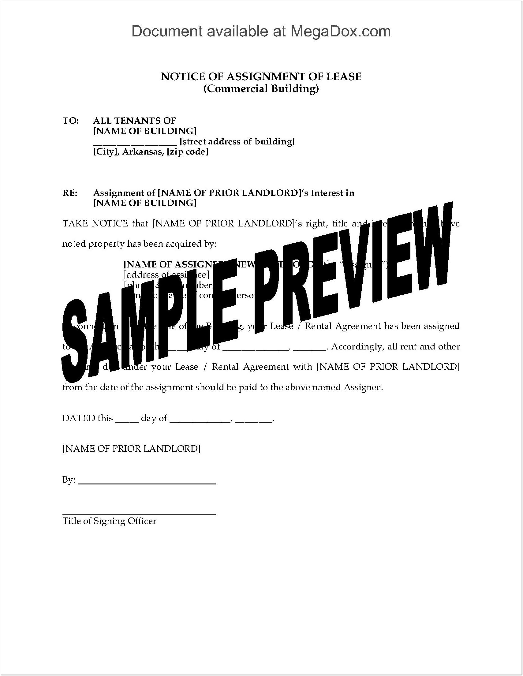 Assignment Of Lease Forms