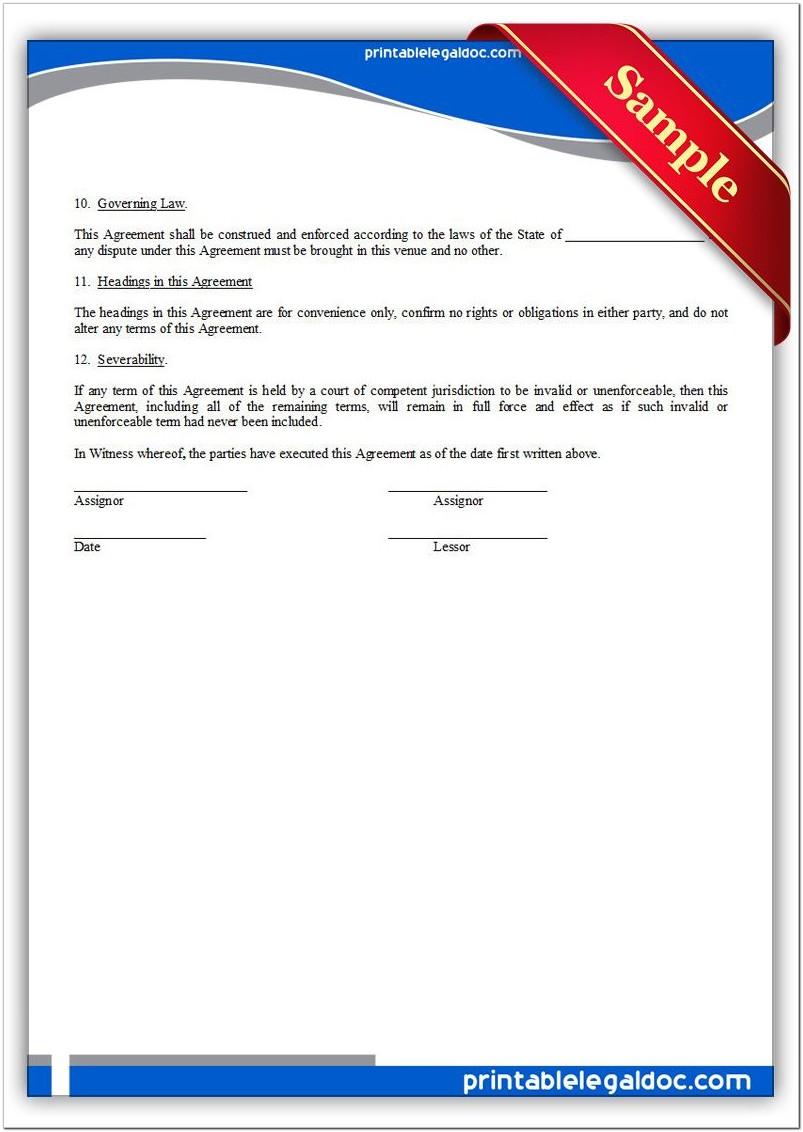 Assignment Of Lease Template