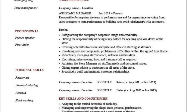 Assistant Manager Resume Template