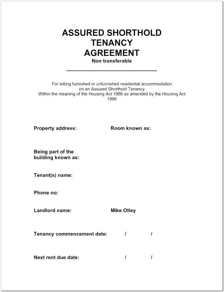 Assured Shorthold Tenancy Agreement Form Word