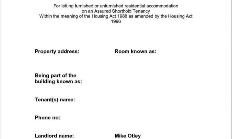 Assured Shorthold Tenancy Agreement In Word Format