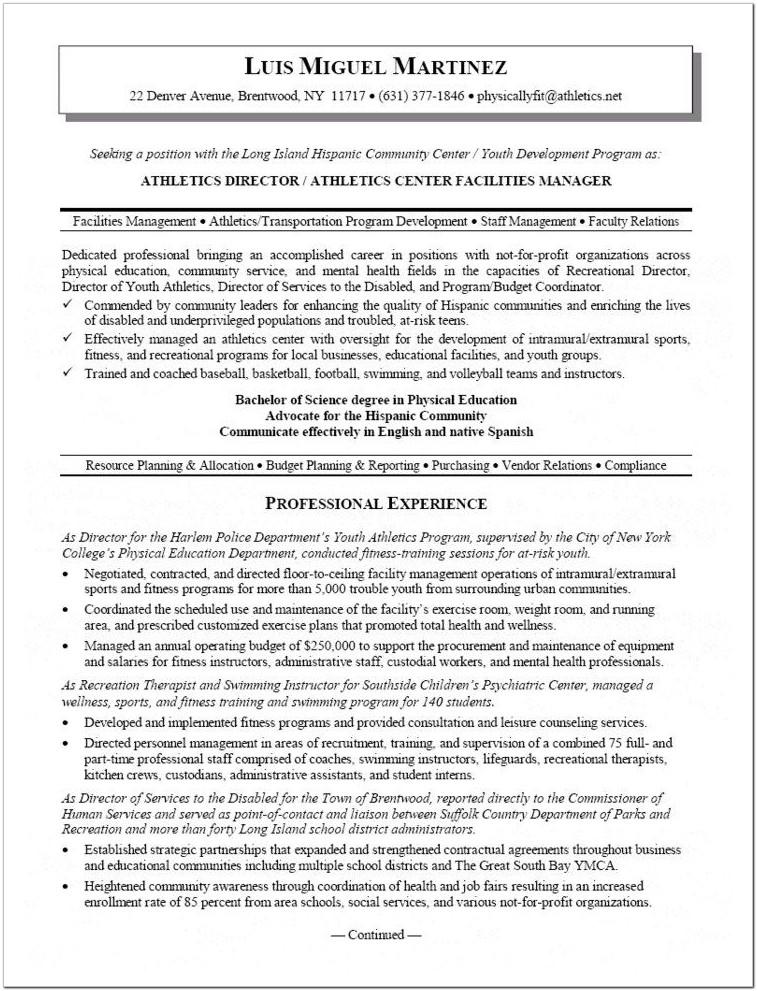 Athletic Administration Resume Templates