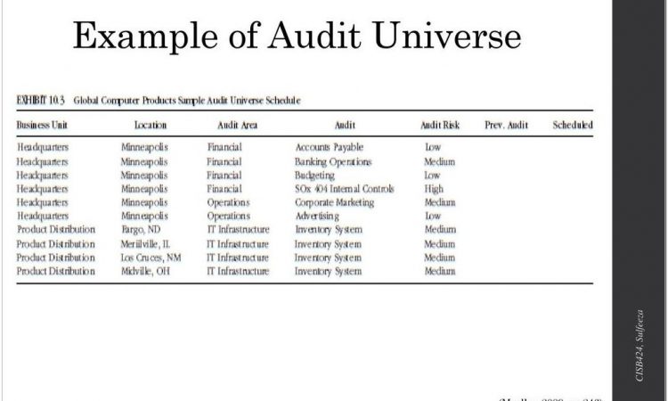 Audit Universe Risk Assessment Examples