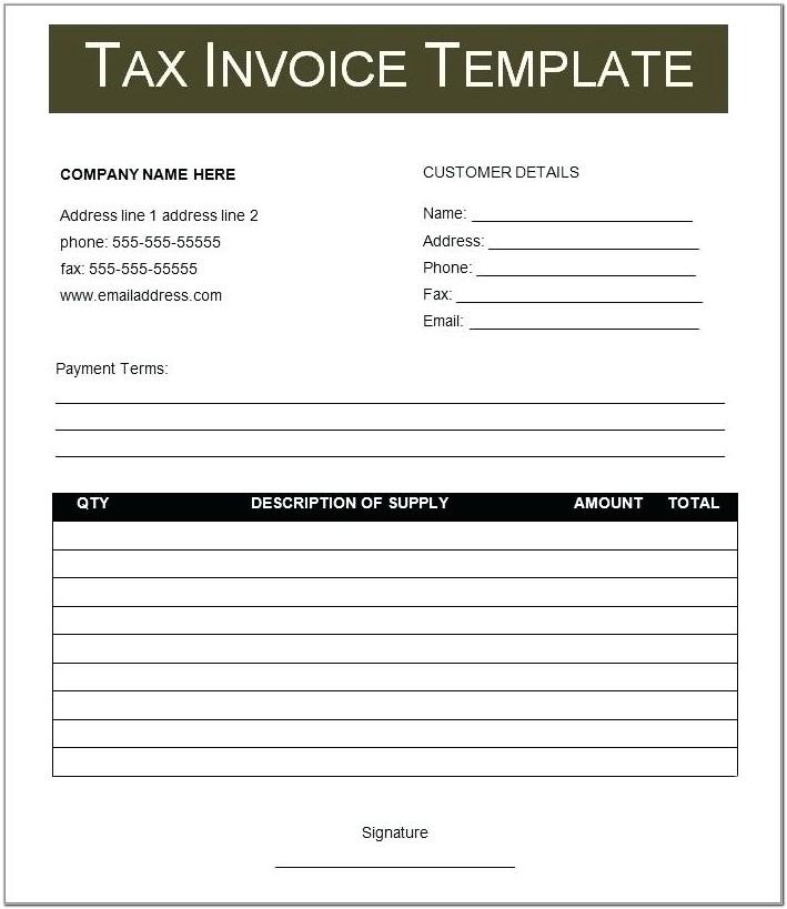 Australia Tax Invoice Template Free