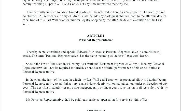 Australian Last Will And Testament Free Template