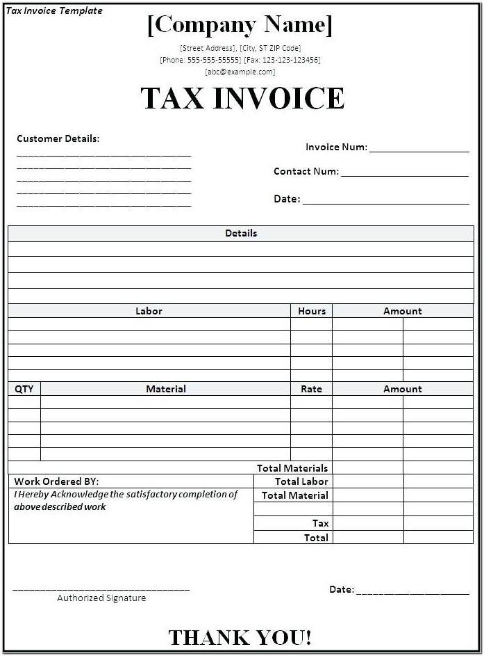 Australian Tax Invoice Template Free