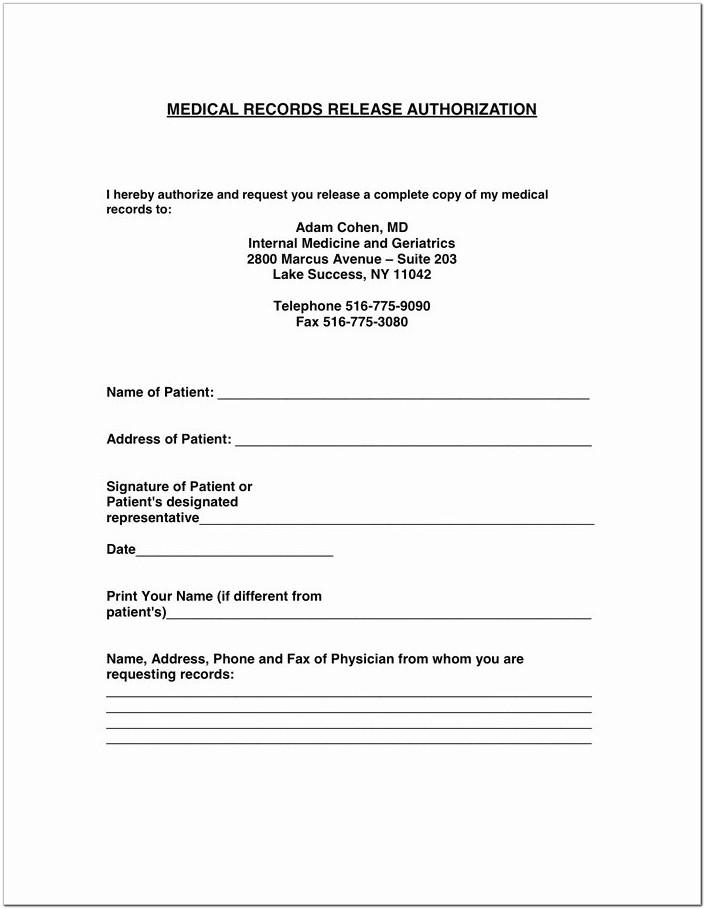 Authorization To Release Medical Records Example