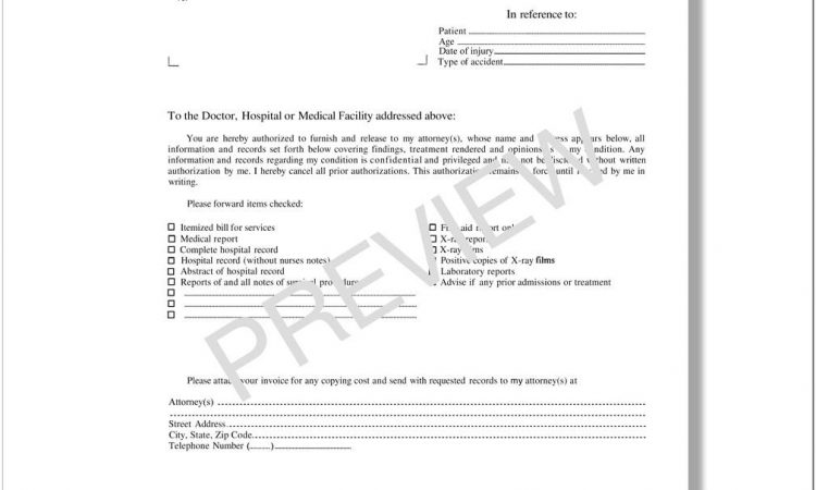 Authorization To Release Medical Records Form