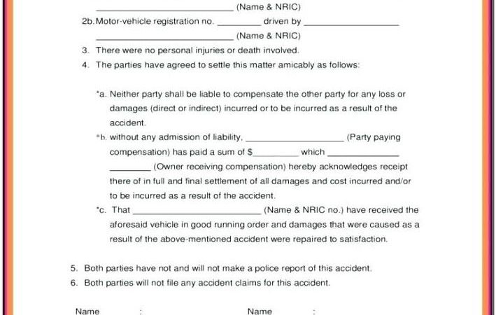 Auto Accident Settlement Agreement Template