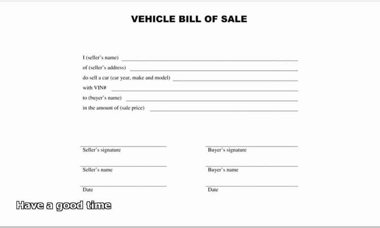 Auto Bill Of Sale Template