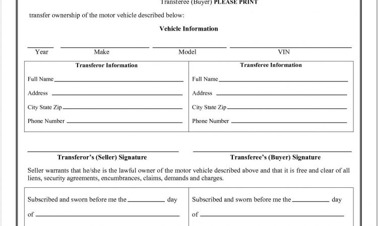 Auto Bill Of Sale Template Missouri