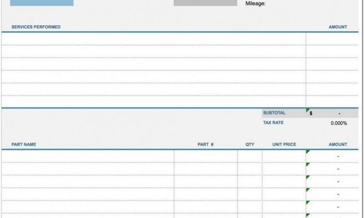 Auto Repair Invoice Template Word