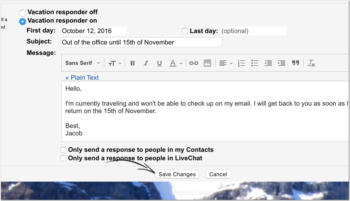 Auto Reply Email Sample Annual Leave