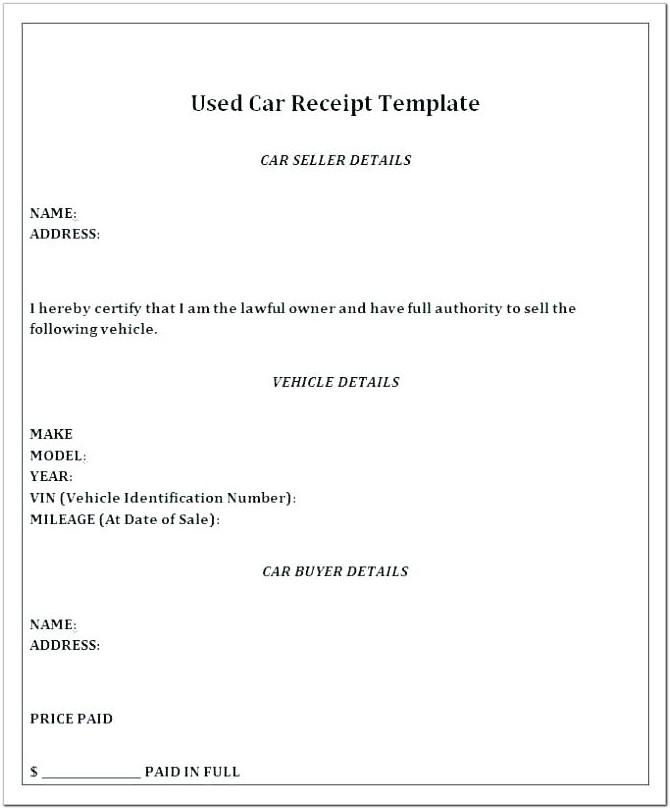 Auto Sale Contract Template