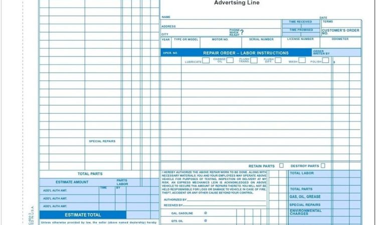 Auto Work Order Template