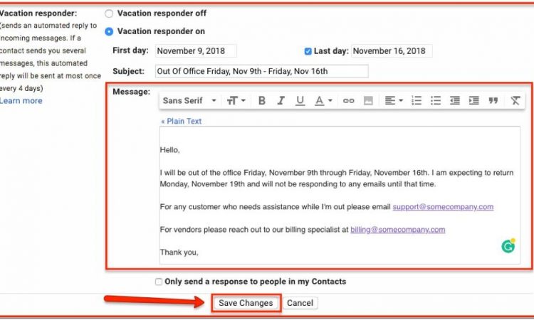 Automated Email Response Samples