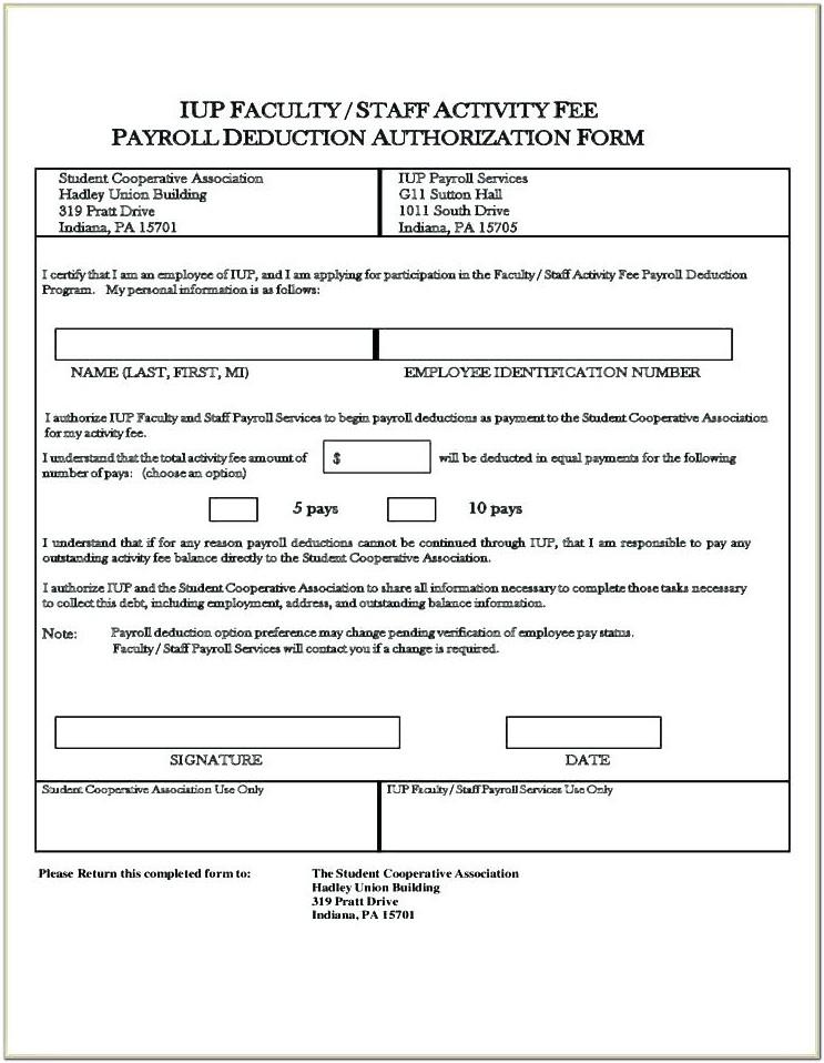 Automatic Payroll Deduction Form Template