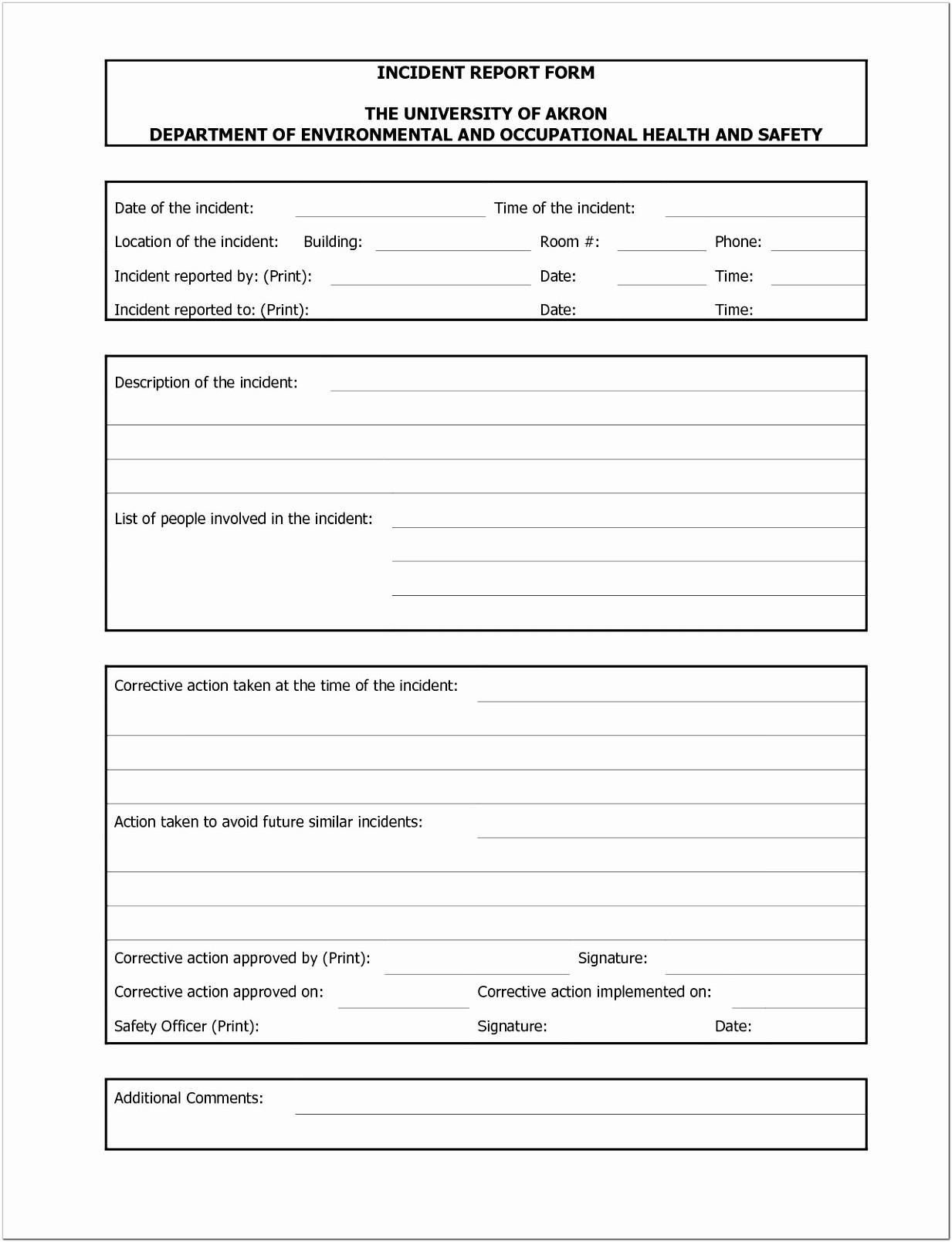 Automobile Accident Report Template