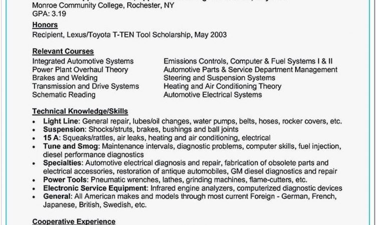 Automotive Technician Resume Template