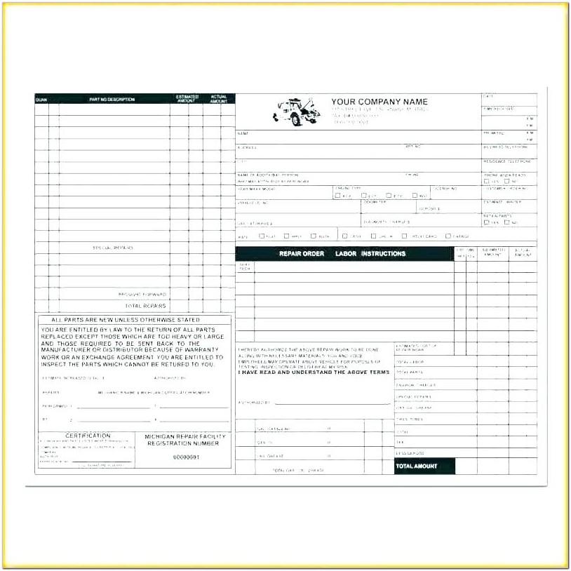 Automotive Work Order Template Free