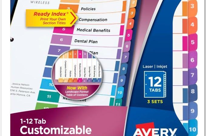 Avery 12 Tab Color Template