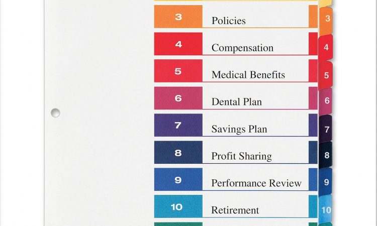 Avery 12 Tab Toc Template
