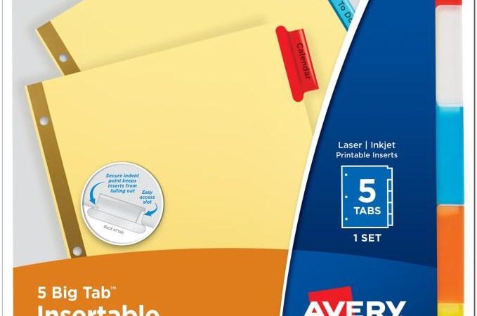 Avery 5 Big Tab Inserts Dividers Template