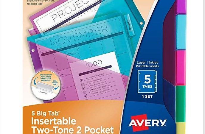 Avery 5 Tab Pocket Insert Template