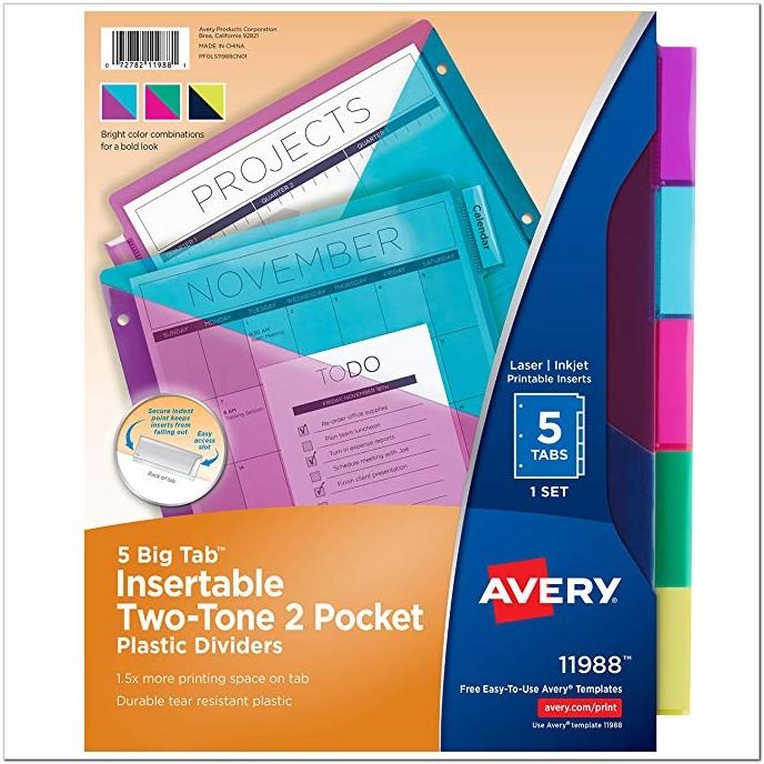 Avery 5 Tab Pocket Insert Template