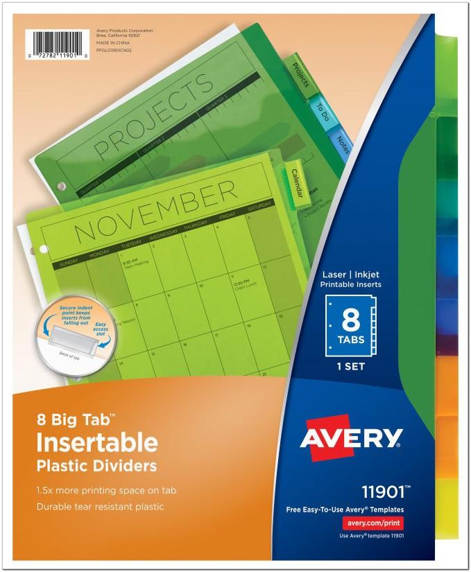 Avery 8 Large Tab Insertable Dividers Template