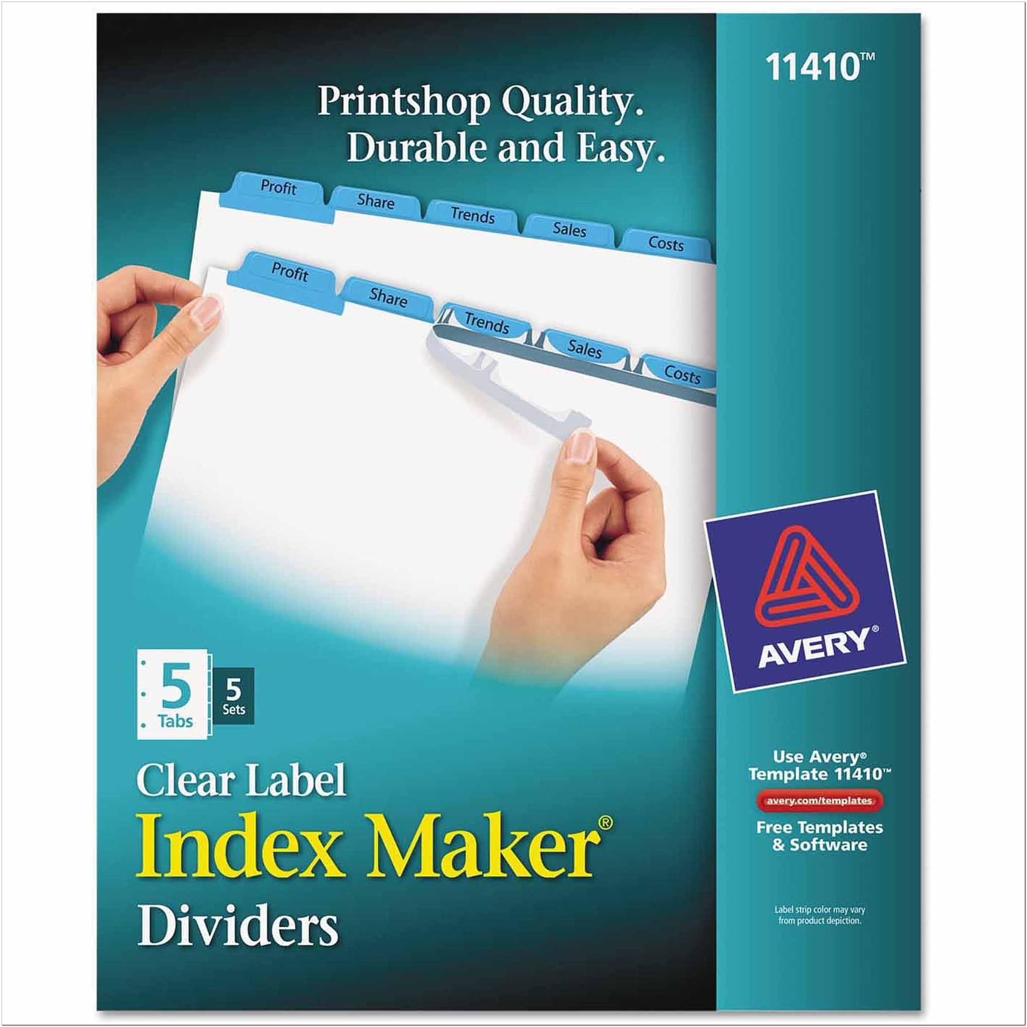 Avery Index 10 Tab Template