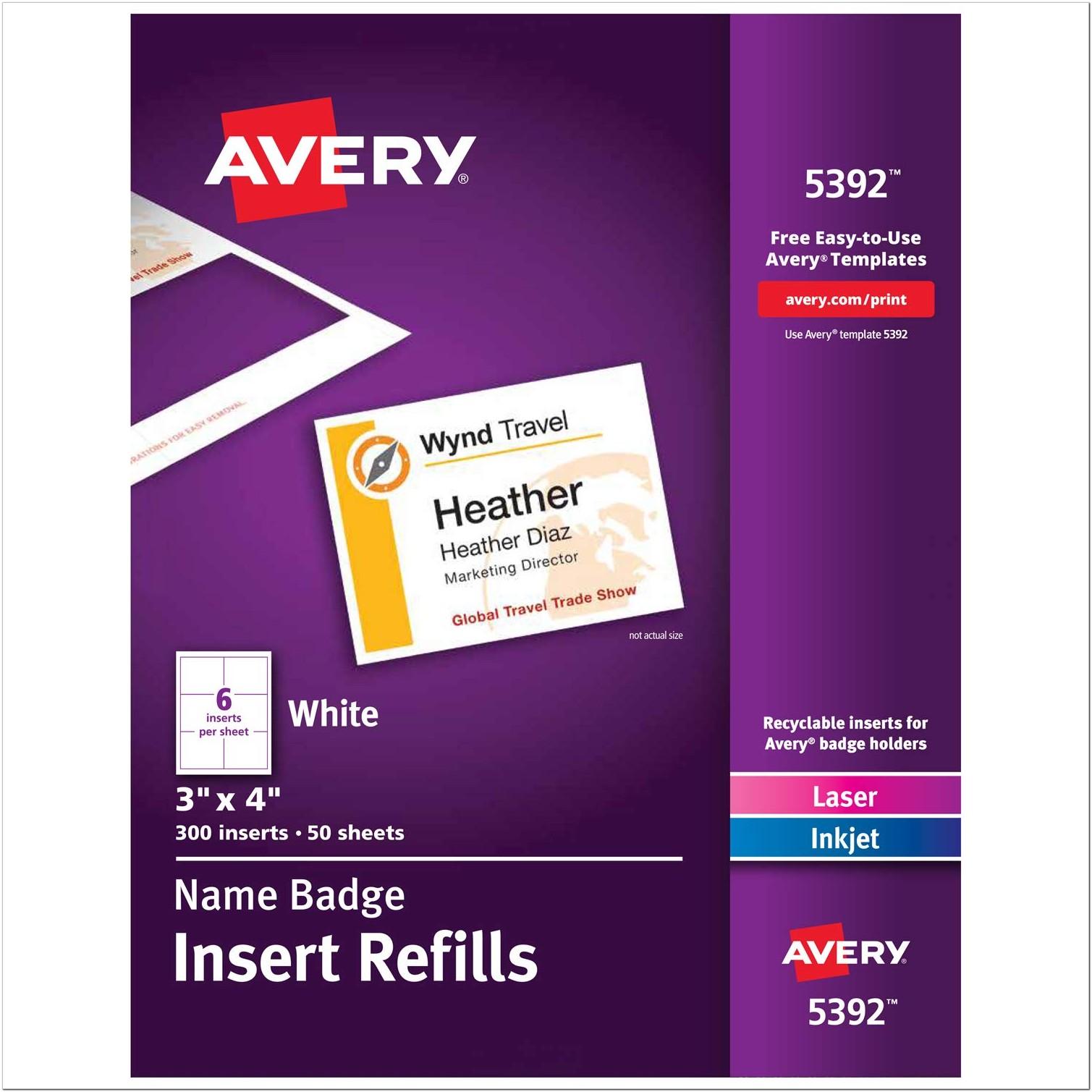 Avery Laser Name Tag 5392 Template