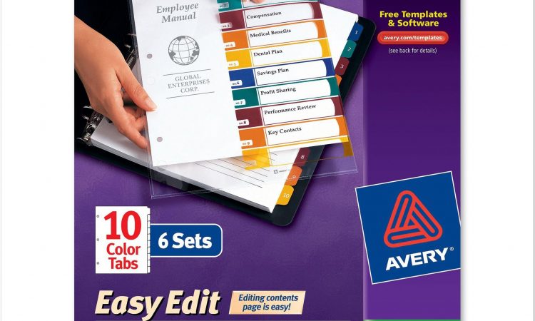 Avery Ready Index 10 Tab Color Template