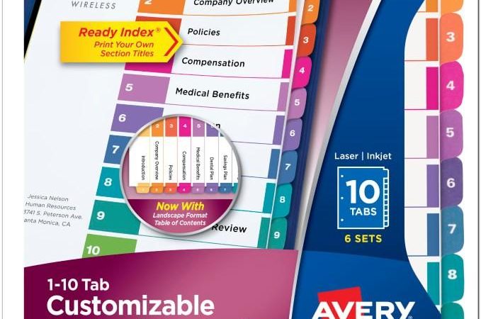 Avery Ready Index 10 Tab Template 11188