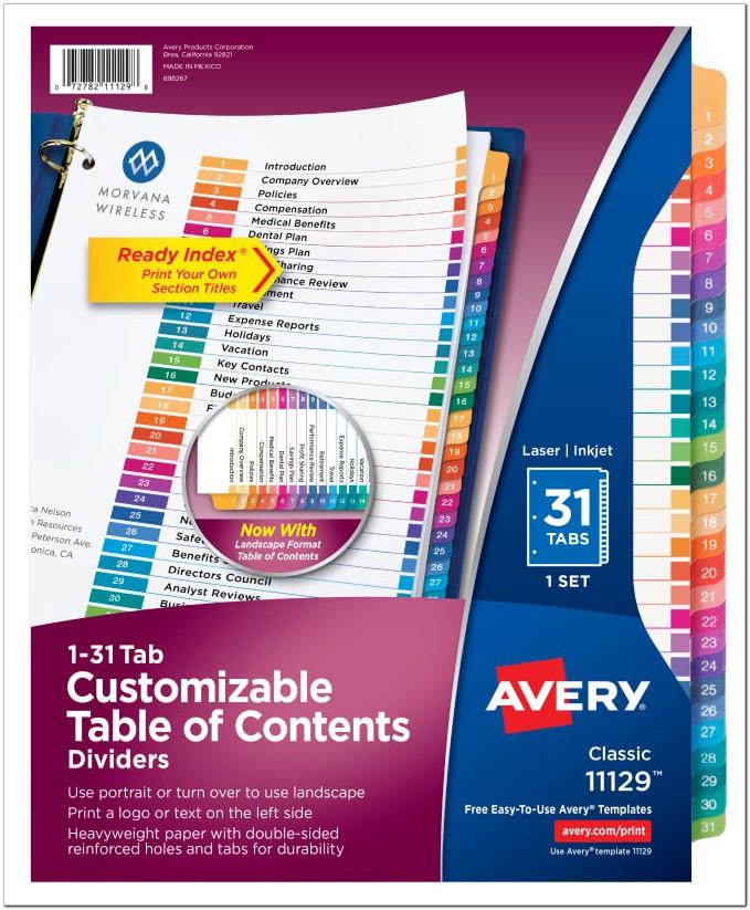 Avery Ready Index Dividers 31 Tab Template