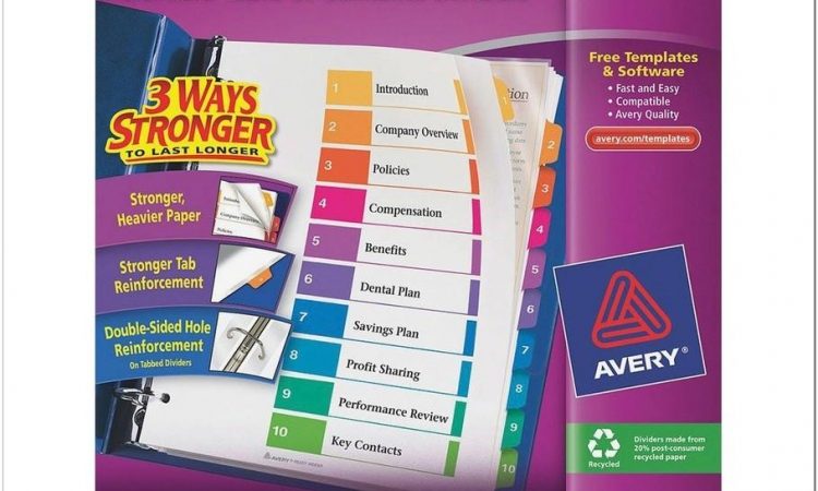 Avery Ready Index Dividers Template 10 Tab