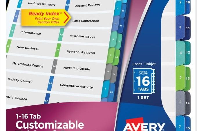 Avery Ready Index Double Column Dividers Template