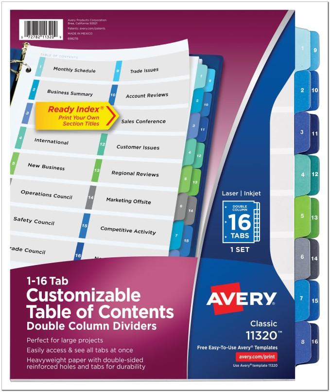 Avery Ready Index Double Column Dividers Template
