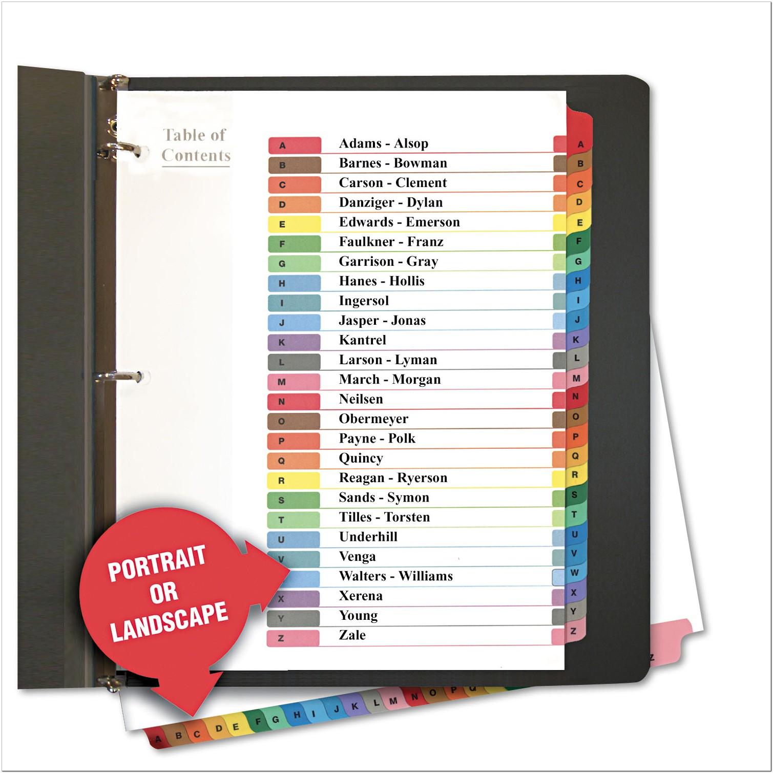 Avery Ready Index Template 12 Tab Color