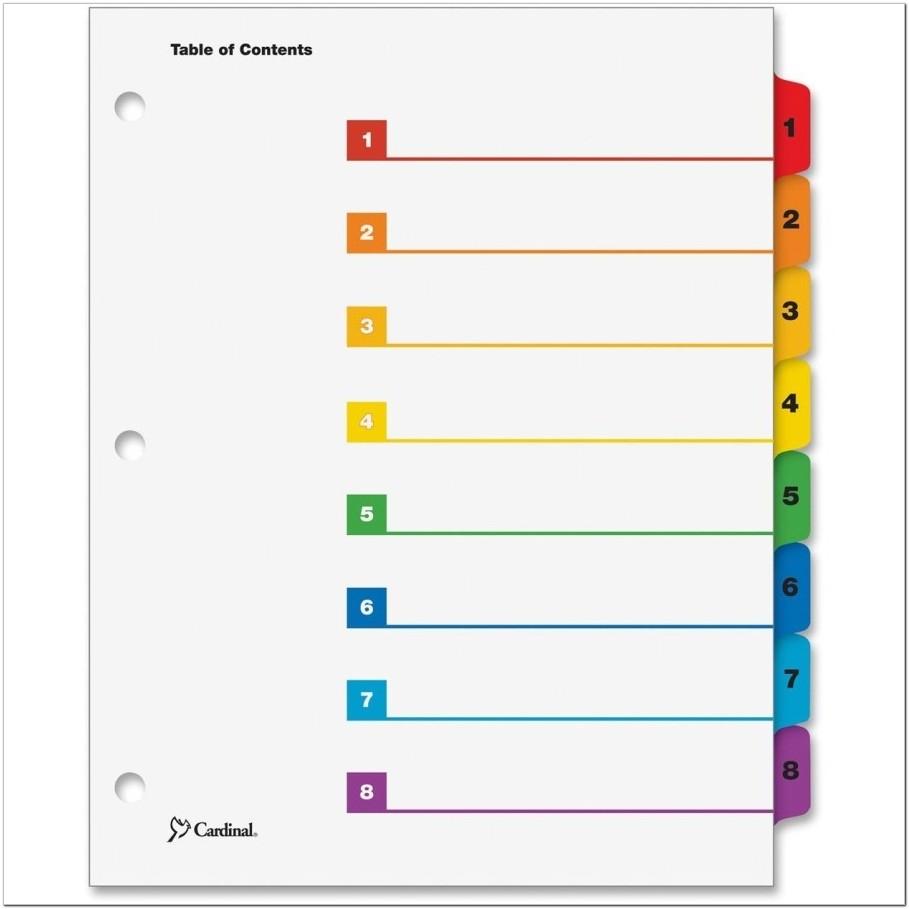 Avery Ready Index Template 8 Tab Color