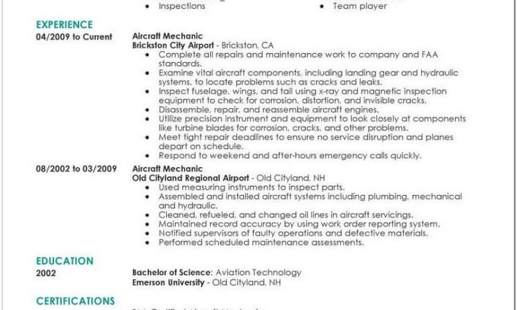 Aviation Mechanic Cv Template