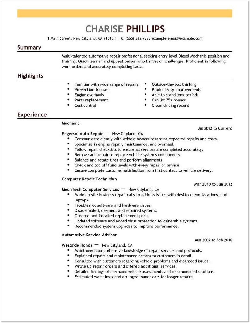 Aviation Mechanic Resume Templates