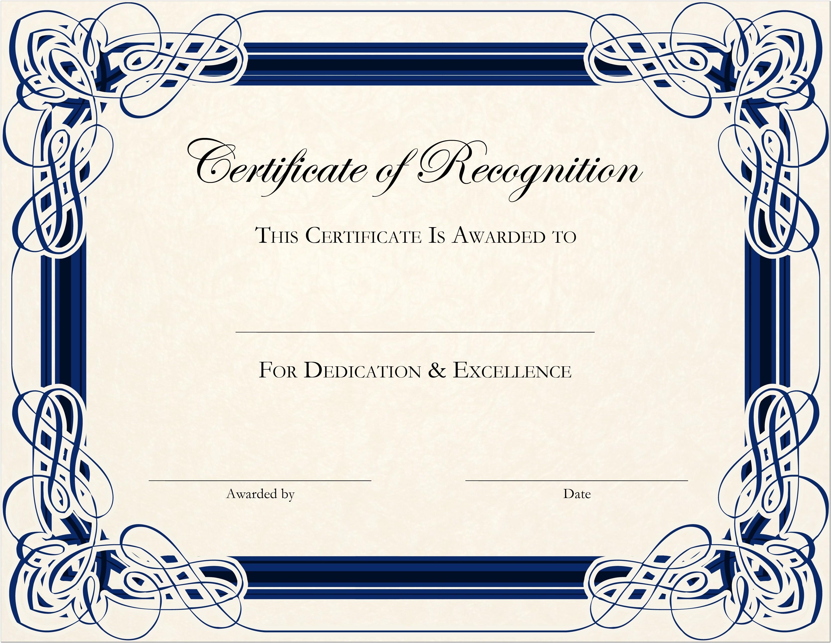 Award Certificate Template Microsoft Word
