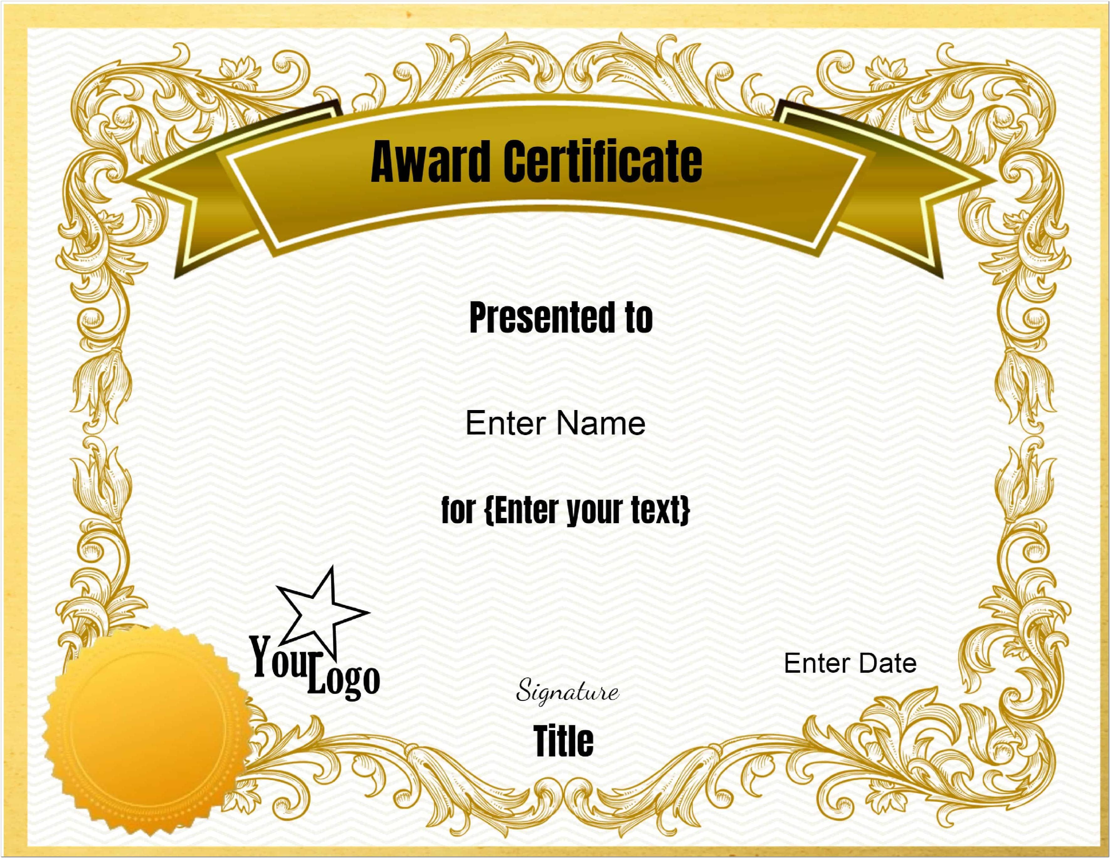Award Certificate Templates Free Printable