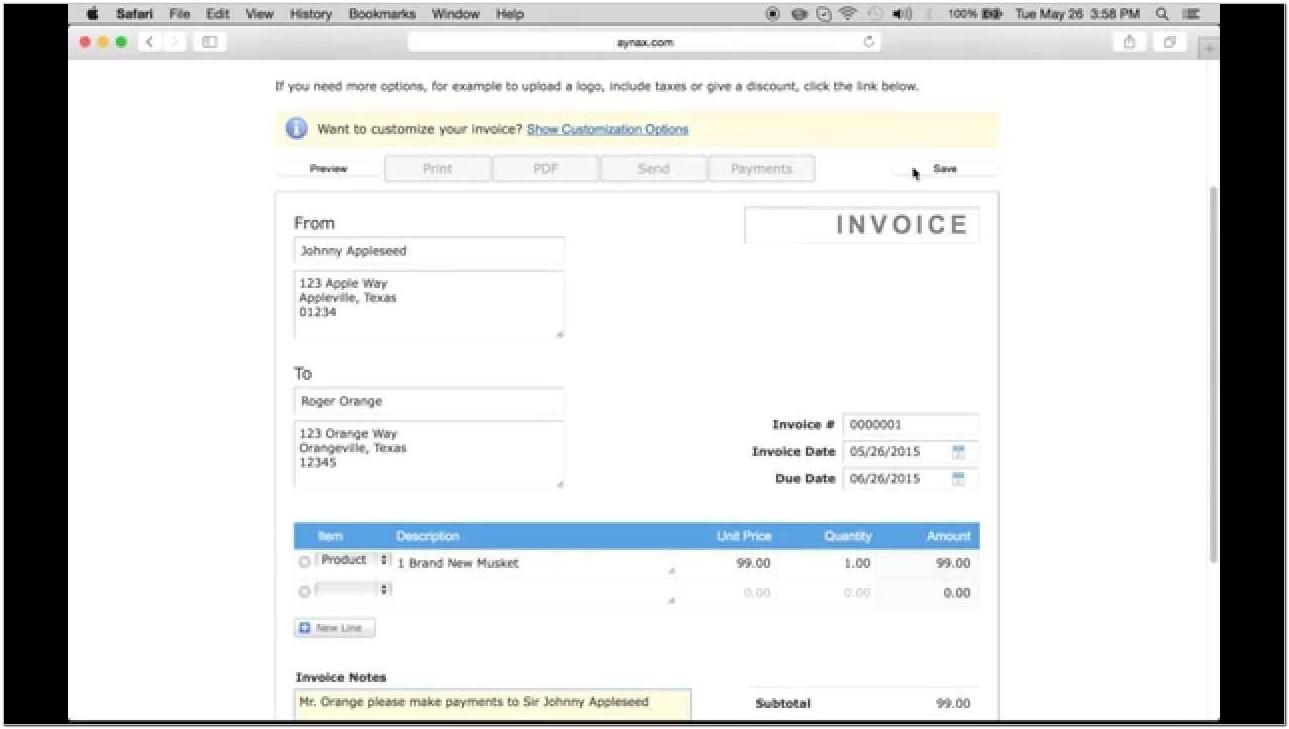 Aynax Free Invoice Template