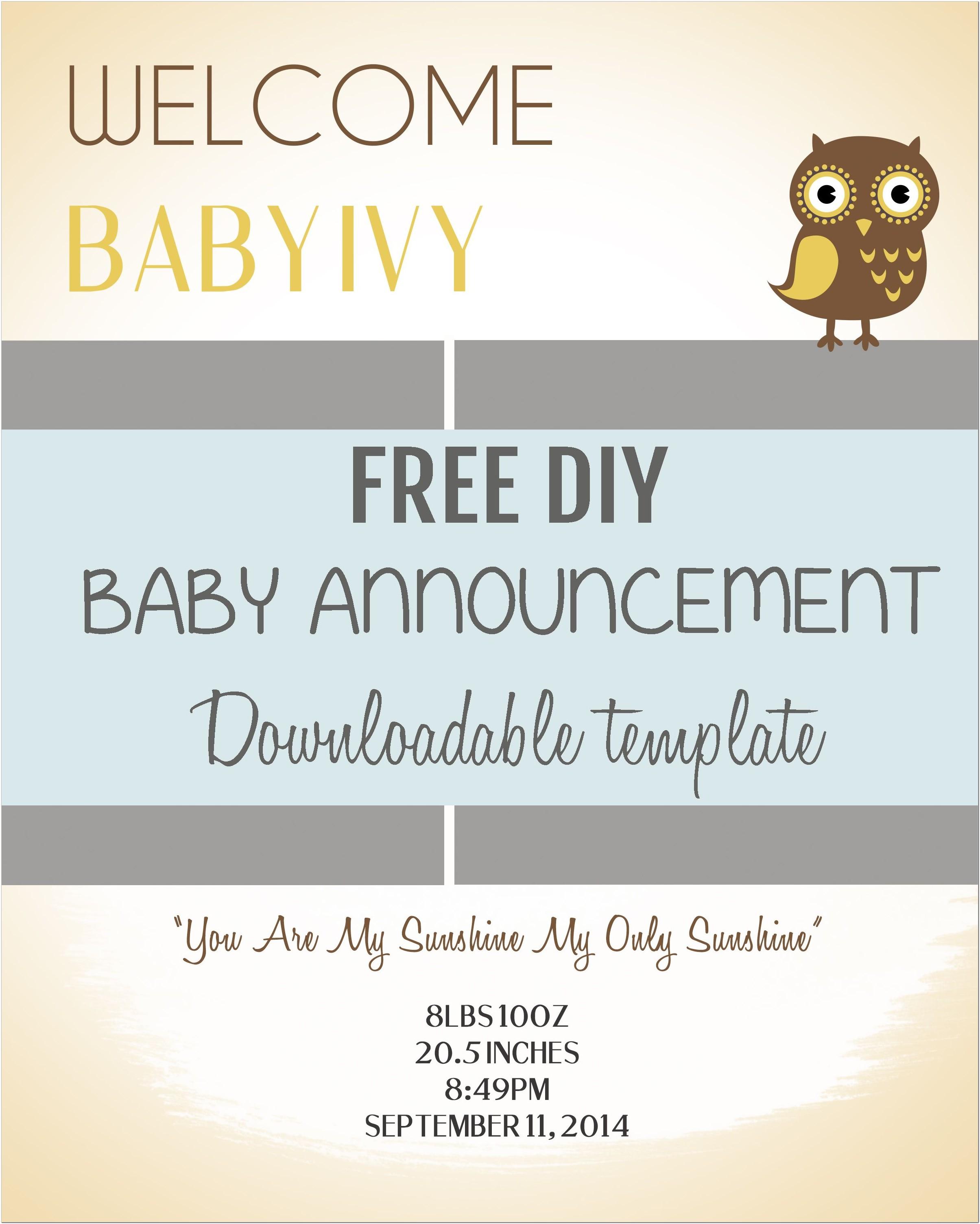 Baby Announcement Template Free