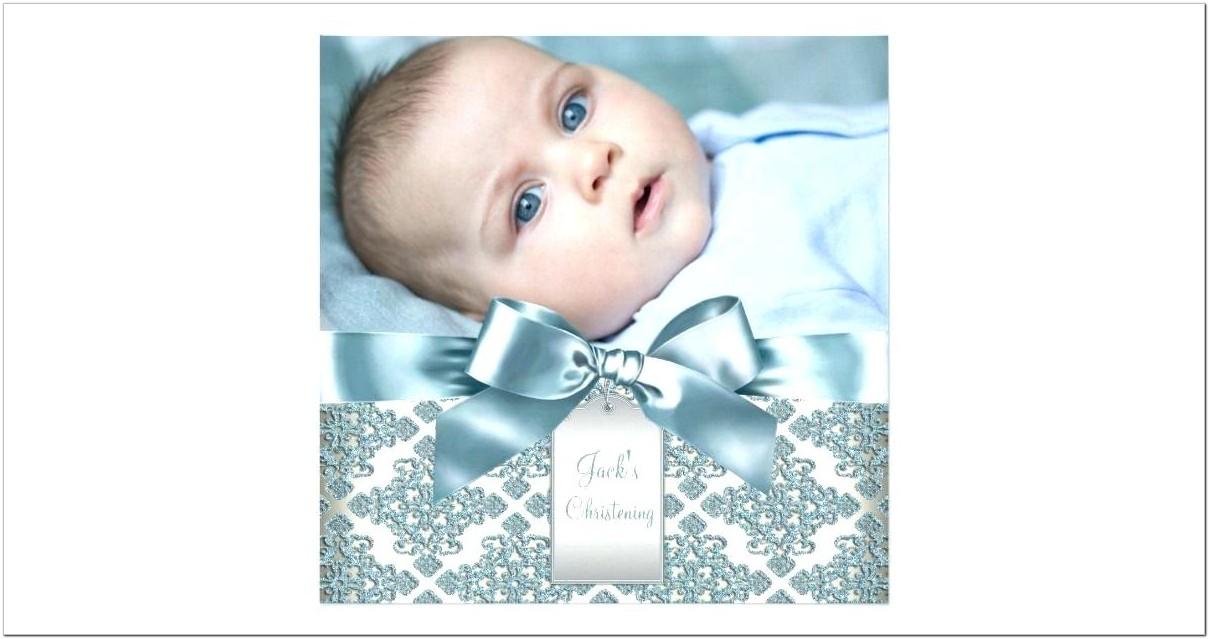 Baby Boy Christening Blank Invitation Template