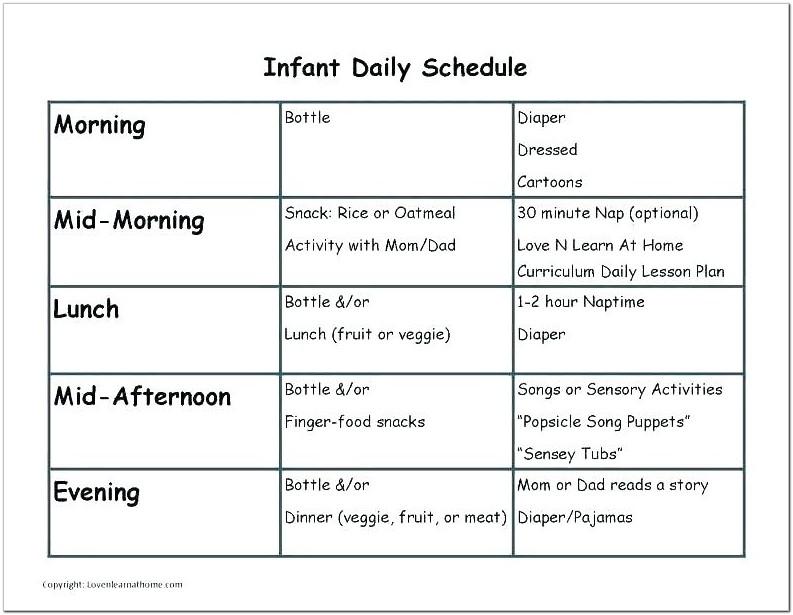Baby Daycare Schedule Template