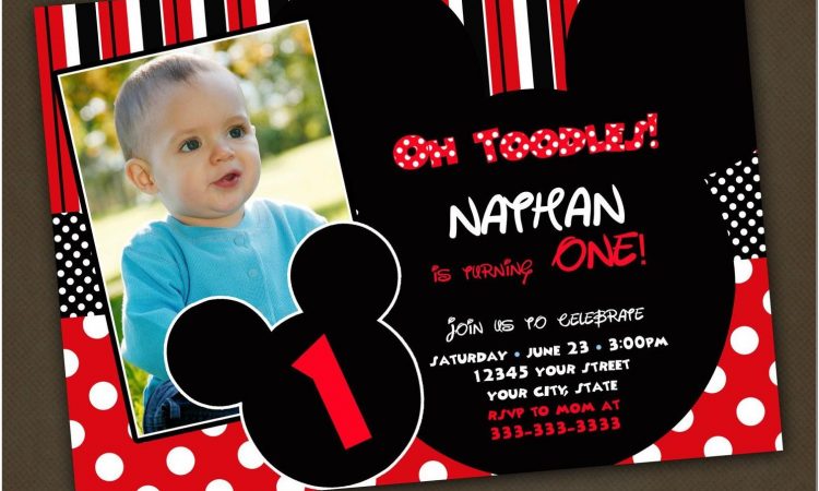 Baby Mickey Mouse 1st Birthday Invitations Template